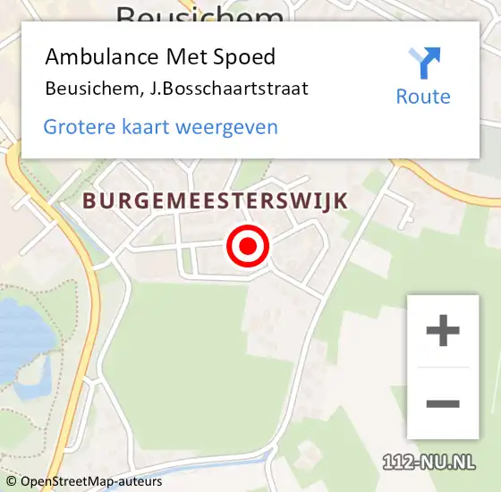 Locatie op kaart van de 112 melding: Ambulance Met Spoed Naar Beusichem, J.Bosschaartstraat op 18 februari 2018 10:49