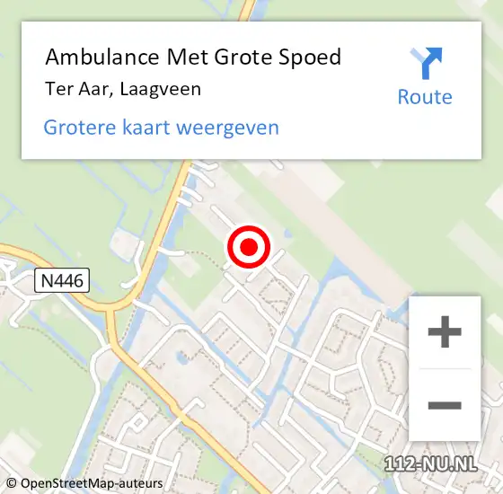 Locatie op kaart van de 112 melding: Ambulance Met Grote Spoed Naar Ter Aar, Laagveen op 18 februari 2018 10:50