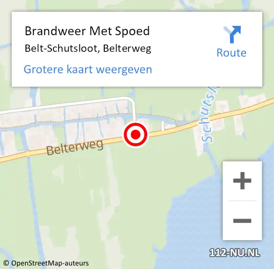 Locatie op kaart van de 112 melding: Brandweer Met Spoed Naar Belt-Schutsloot, Belterweg op 18 februari 2018 10:50