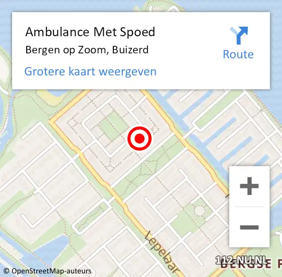 Locatie op kaart van de 112 melding: Ambulance Met Spoed Naar Bergen op Zoom, Buizerd op 18 februari 2018 10:57