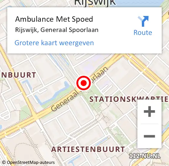 Locatie op kaart van de 112 melding: Ambulance Met Spoed Naar Rijswijk, Generaal Spoorlaan op 18 februari 2018 11:31