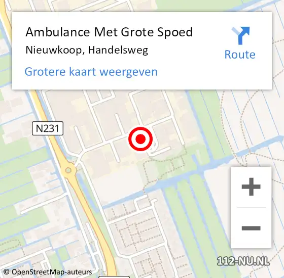 Locatie op kaart van de 112 melding: Ambulance Met Grote Spoed Naar Nieuwkoop, Handelsweg op 18 februari 2018 11:44