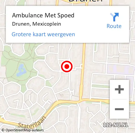 Locatie op kaart van de 112 melding: Ambulance Met Spoed Naar Drunen, Mexicoplein op 18 februari 2018 11:45