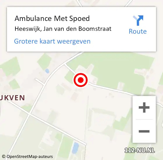 Locatie op kaart van de 112 melding: Ambulance Met Spoed Naar Heeswijk, Jan van den Boomstraat op 18 februari 2018 11:56