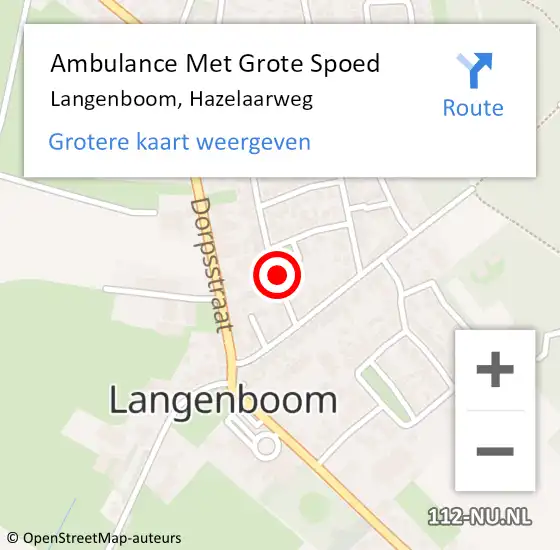 Locatie op kaart van de 112 melding: Ambulance Met Grote Spoed Naar Langenboom, Hazelaarweg op 16 februari 2014 16:47