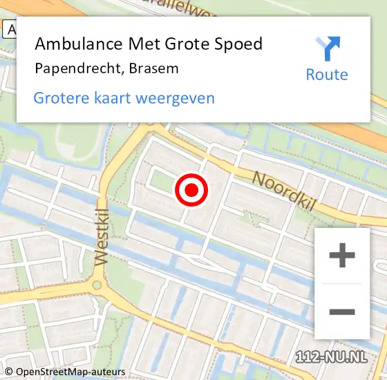 Locatie op kaart van de 112 melding: Ambulance Met Grote Spoed Naar Papendrecht, Brasem op 18 februari 2018 12:10