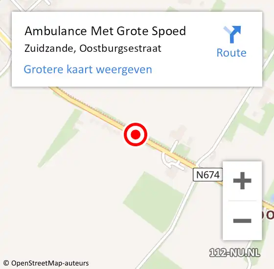 Locatie op kaart van de 112 melding: Ambulance Met Grote Spoed Naar Zuidzande, Oostburgsestraat op 18 februari 2018 12:23