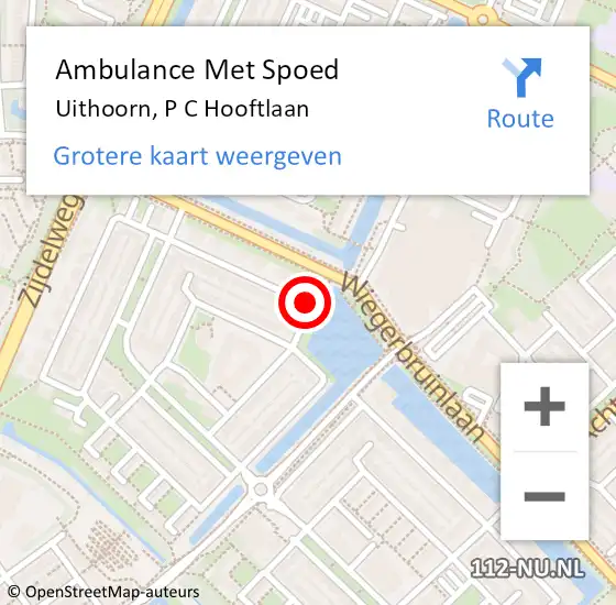 Locatie op kaart van de 112 melding: Ambulance Met Spoed Naar Uithoorn, P C Hooftlaan op 18 februari 2018 12:23