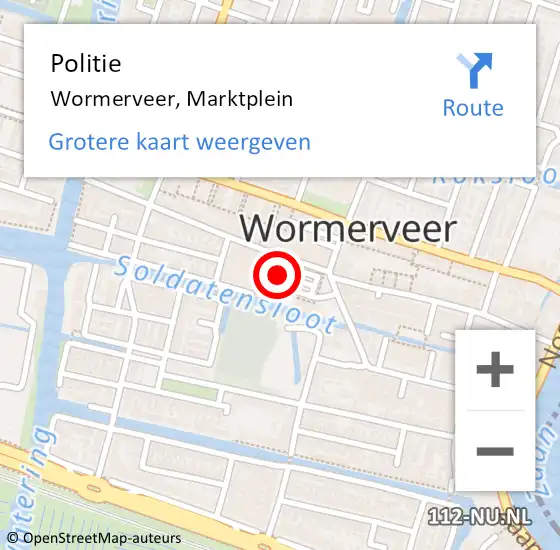 Locatie op kaart van de 112 melding: Politie Wormerveer, Marktplein op 18 februari 2018 13:07