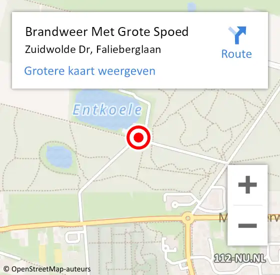 Locatie op kaart van de 112 melding: Brandweer Met Grote Spoed Naar Zuidwolde Dr, Falieberglaan op 18 februari 2018 13:25