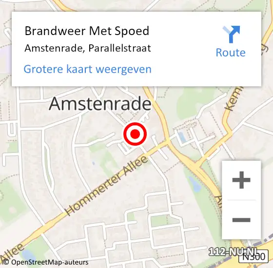 Locatie op kaart van de 112 melding: Brandweer Met Spoed Naar Amstenrade, Parallelstraat op 18 februari 2018 14:05