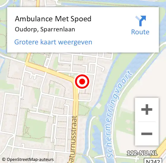 Locatie op kaart van de 112 melding: Ambulance Met Spoed Naar Oudorp, Sparrenlaan op 18 februari 2018 14:16