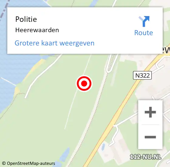 Locatie op kaart van de 112 melding: Politie Heerewaarden op 18 februari 2018 14:48