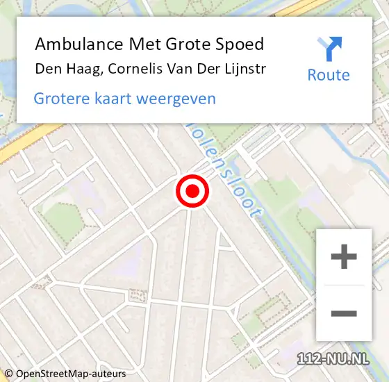 Locatie op kaart van de 112 melding: Ambulance Met Grote Spoed Naar Den Haag, Cornelis Van Der Lijnstr op 18 februari 2018 14:59