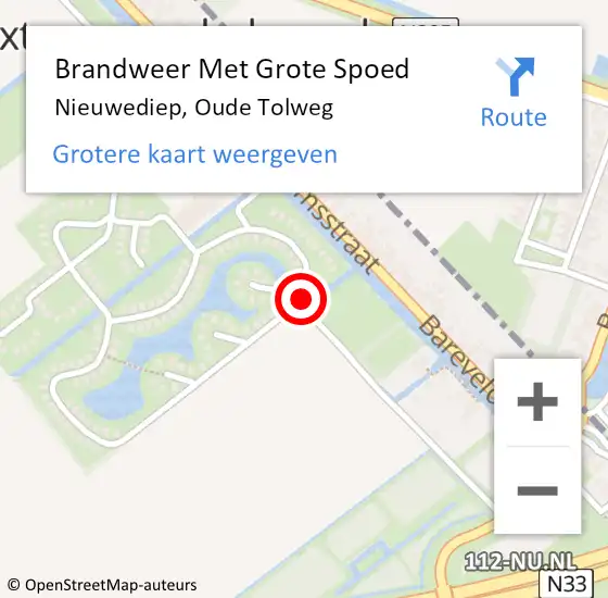 Locatie op kaart van de 112 melding: Brandweer Met Grote Spoed Naar Nieuwediep, Oude Tolweg op 18 februari 2018 15:20