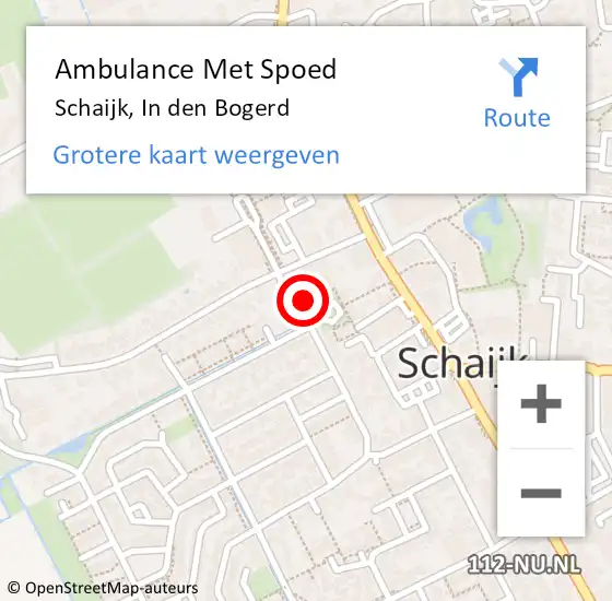 Locatie op kaart van de 112 melding: Ambulance Met Spoed Naar Schaijk, In den Bogerd op 18 februari 2018 15:33