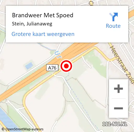 Locatie op kaart van de 112 melding: Brandweer Met Spoed Naar Stein, Julianaweg op 18 februari 2018 15:44