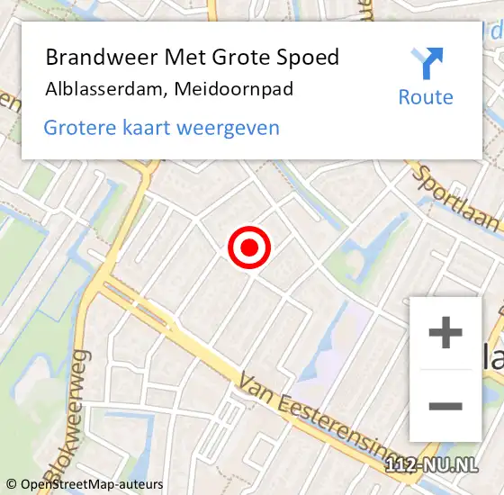 Locatie op kaart van de 112 melding: Brandweer Met Grote Spoed Naar Alblasserdam, Meidoornpad op 18 februari 2018 15:57