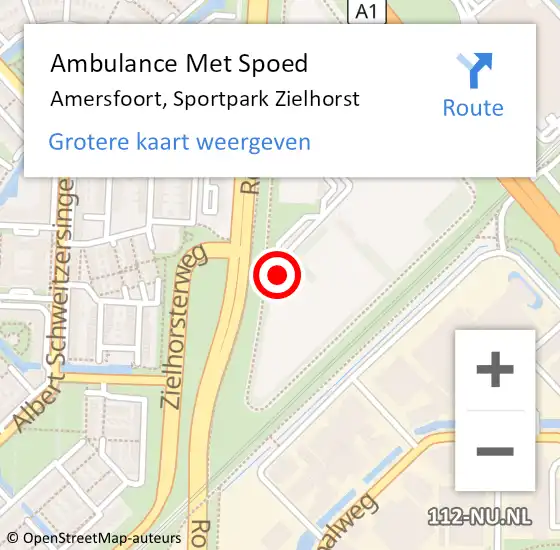 Locatie op kaart van de 112 melding: Ambulance Met Spoed Naar Amersfoort, Sportpark Zielhorst op 18 februari 2018 16:04