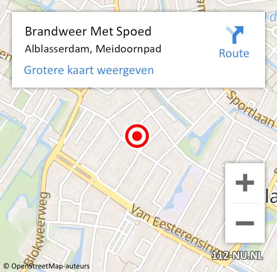 Locatie op kaart van de 112 melding: Brandweer Met Spoed Naar Alblasserdam, Meidoornpad op 18 februari 2018 16:08