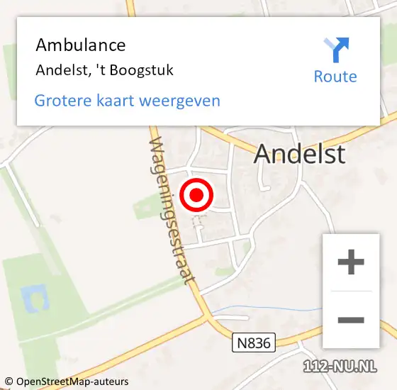 Locatie op kaart van de 112 melding: Ambulance Andelst, 't Boogstuk op 18 februari 2018 16:21