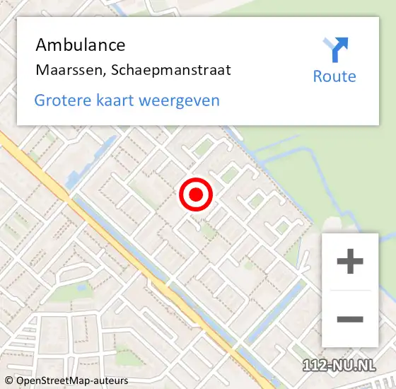 Locatie op kaart van de 112 melding: Ambulance Maarssen, Schaepmanstraat op 18 februari 2018 17:39