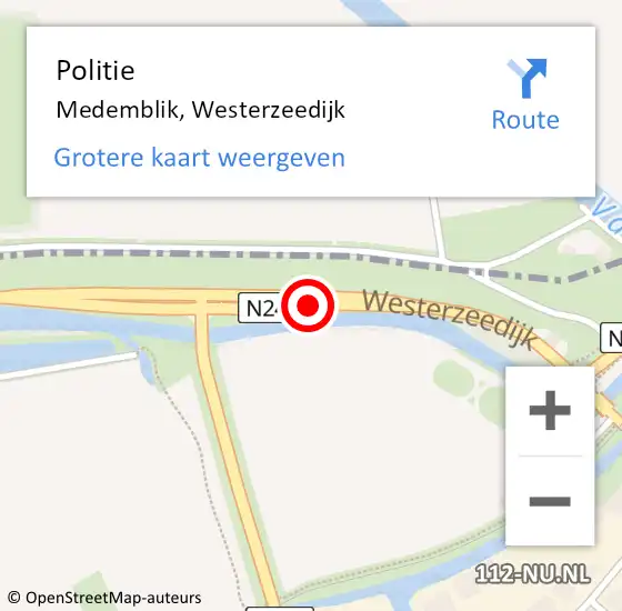 Locatie op kaart van de 112 melding: Politie Medemblik, Westerzeedijk op 18 februari 2018 17:57