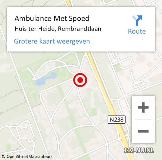 Locatie op kaart van de 112 melding: Ambulance Met Spoed Naar Huis ter Heide, Rembrandtlaan op 18 februari 2018 18:04