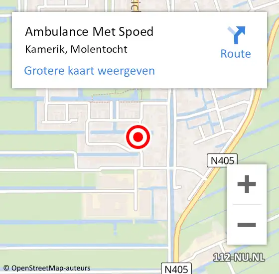 Locatie op kaart van de 112 melding: Ambulance Met Spoed Naar Kamerik, Molentocht op 18 februari 2018 18:14