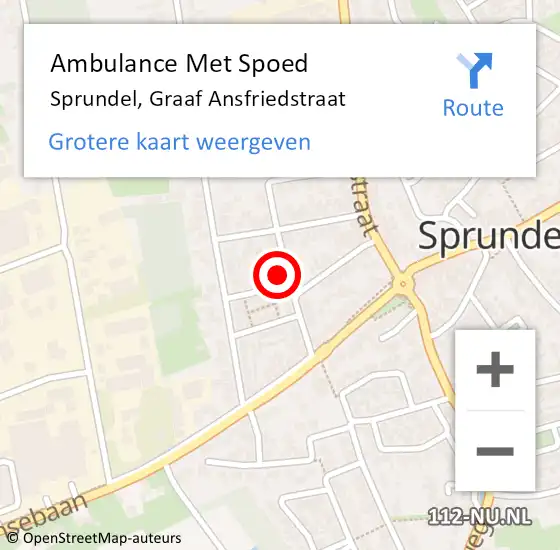 Locatie op kaart van de 112 melding: Ambulance Met Spoed Naar Sprundel, Graaf Ansfriedstraat op 18 februari 2018 18:16