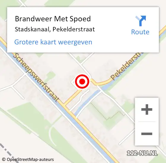 Locatie op kaart van de 112 melding: Brandweer Met Spoed Naar Stadskanaal, Pekelderstraat op 18 februari 2018 18:27