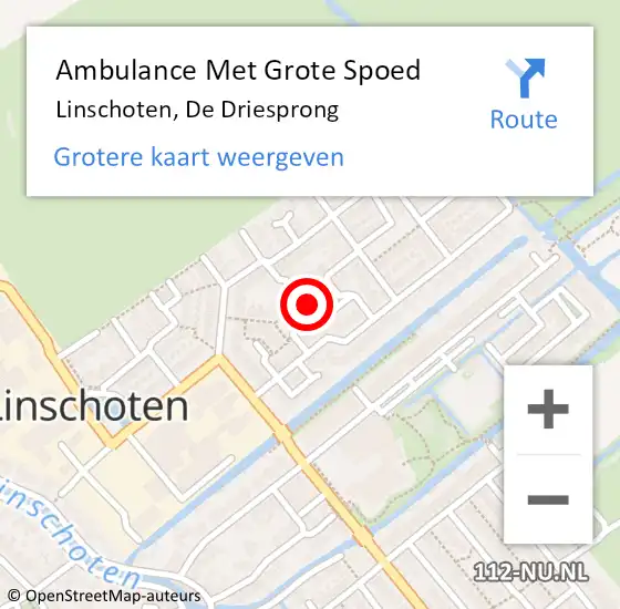 Locatie op kaart van de 112 melding: Ambulance Met Grote Spoed Naar Linschoten, De Driesprong op 18 februari 2018 19:06