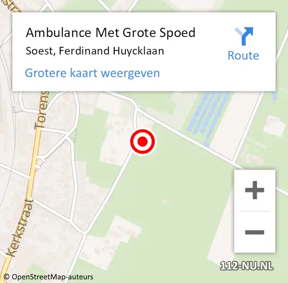 Locatie op kaart van de 112 melding: Ambulance Met Grote Spoed Naar Soest, Ferdinand Huycklaan op 18 februari 2018 20:26