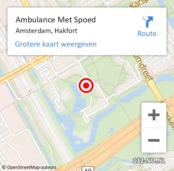 Locatie op kaart van de 112 melding: Ambulance Met Spoed Naar Amsterdam, Hakfort op 18 februari 2018 21:32