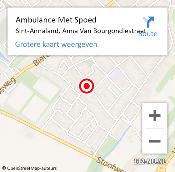 Locatie op kaart van de 112 melding: Ambulance Met Spoed Naar Sint-Annaland, Anna Van Bourgondiestraat op 18 februari 2018 22:22