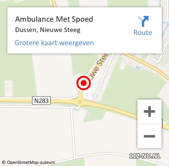 Locatie op kaart van de 112 melding: Ambulance Met Spoed Naar Dussen, Nieuwe Steeg op 18 februari 2018 23:04