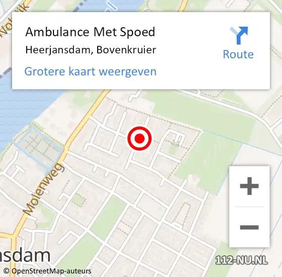 Locatie op kaart van de 112 melding: Ambulance Met Spoed Naar Heerjansdam, Bovenkruier op 18 februari 2018 23:04