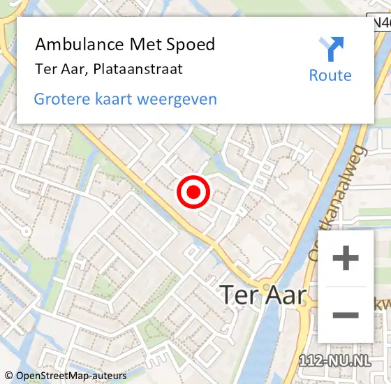 Locatie op kaart van de 112 melding: Ambulance Met Spoed Naar Ter Aar, Plataanstraat op 18 februari 2018 23:32