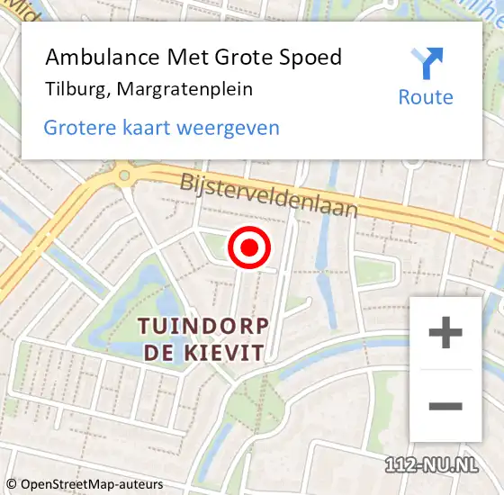 Locatie op kaart van de 112 melding: Ambulance Met Grote Spoed Naar Tilburg, Margratenplein op 19 februari 2018 00:23