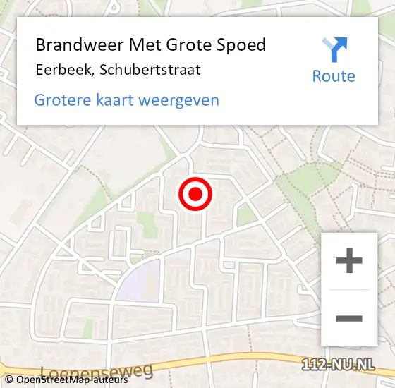 Locatie op kaart van de 112 melding: Brandweer Met Grote Spoed Naar Eerbeek, Schubertstraat op 19 februari 2018 00:30