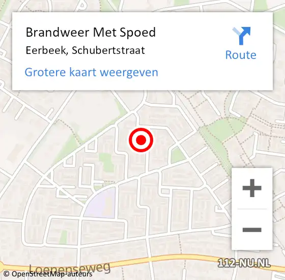 Locatie op kaart van de 112 melding: Brandweer Met Spoed Naar Eerbeek, Schubertstraat op 19 februari 2018 01:07