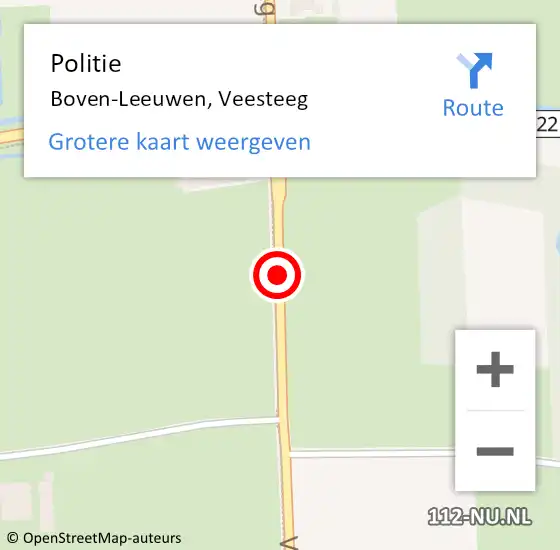 Locatie op kaart van de 112 melding: Politie Boven-Leeuwen, Veesteeg op 19 februari 2018 03:21