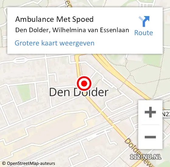 Locatie op kaart van de 112 melding: Ambulance Met Spoed Naar Den Dolder, Wilhelmina van Essenlaan op 19 februari 2018 03:26