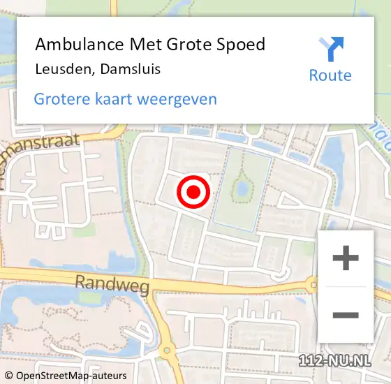 Locatie op kaart van de 112 melding: Ambulance Met Grote Spoed Naar Leusden, Damsluis op 16 februari 2014 18:14