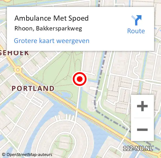 Locatie op kaart van de 112 melding: Ambulance Met Spoed Naar Rhoon, Bakkersparkweg op 19 februari 2018 06:09