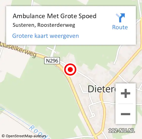 Locatie op kaart van de 112 melding: Ambulance Met Grote Spoed Naar Susteren, Roosterderweg op 19 februari 2018 06:12