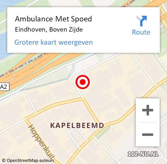 Locatie op kaart van de 112 melding: Ambulance Met Spoed Naar Eindhoven, Boven Zijde op 19 februari 2018 07:01