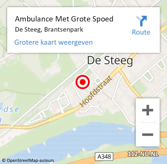 Locatie op kaart van de 112 melding: Ambulance Met Grote Spoed Naar De Steeg, Brantsenpark op 19 februari 2018 07:10