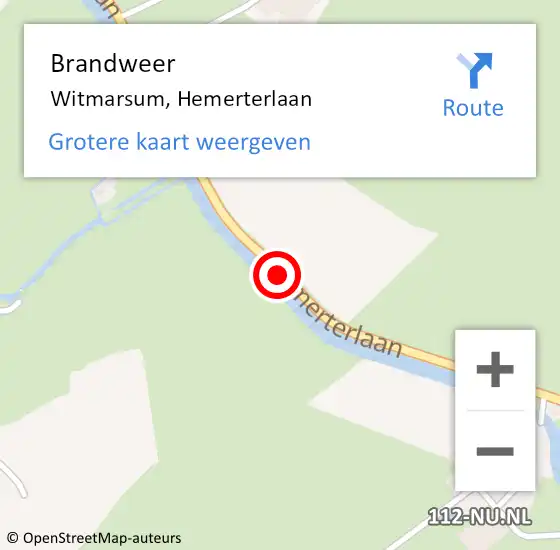 Locatie op kaart van de 112 melding: Brandweer Witmarsum, Hemerterlaan op 19 februari 2018 08:04