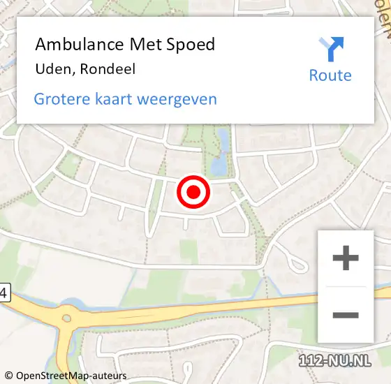 Locatie op kaart van de 112 melding: Ambulance Met Spoed Naar Uden, Rondeel op 19 februari 2018 08:18